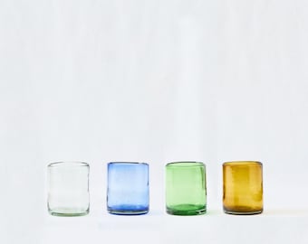 Handgjorda korta glasögon av återvunnet glas: Lätt tonade, set om 2