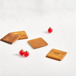 Set of 4 Super Lightweight Teak Coasters | 100% Eco-Friendly Wood