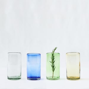 ARENA Set of 4 Highball Glasses 12 fl.oz. Lightly-tinted. Shatter-resistant. 100% Recycled Glass. Handcrafted.