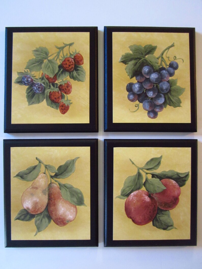 Fruit Wall Decor for country kitchen 4 plaques signs Etsy