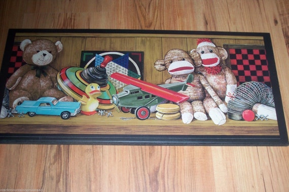 Sock Monkey Antique Toys Wall Decor plaque country picture vintage toy sign
