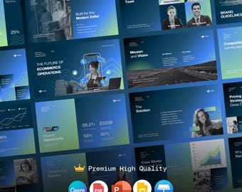 Modelo de Pitch Deck de SaaS no Canva: Apresentação para Investidores em Startups (27 Slides)