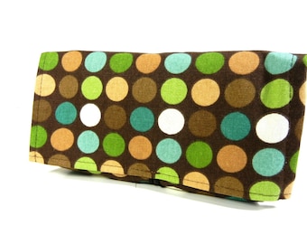 Coupon Receipt Organizer Moss and Brown Dots Duck Fabric - Brown Lining