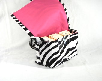 Coupon Holder Mega Large Zebra Fabric Pink Lining