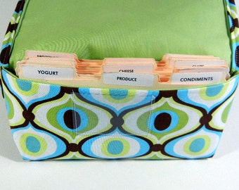 Coupon Holder Organizer Oval 60's Pattern Fabric Celery Green Lining