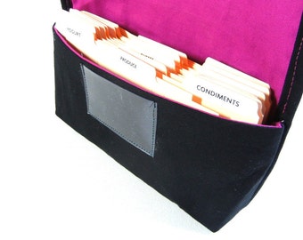 Fabric coupon organizer  and Receipt Holder Black Cotton Twill