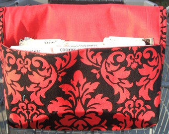 Coupon Organizer Holder Red and Black Damask Fabric Red Lining