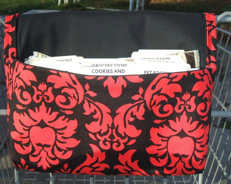 Receipt Holder Red and Black Damask Fabric Coupon Organizer Budget Management Ready to Ship Coupon Purse Coupon Holder