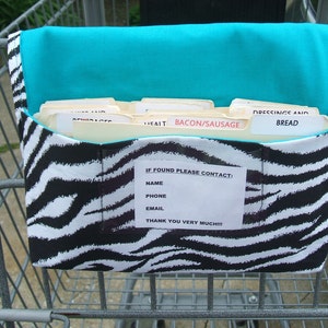 Coupon Purse Organizer Zebra Fabric with Turquoise Lining image 2