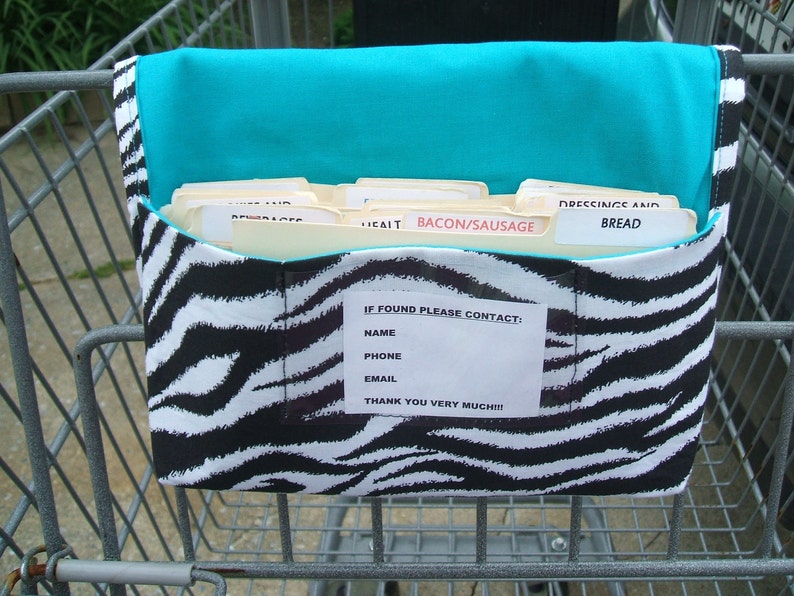 Coupon Purse Organizer Zebra Fabric with Turquoise Lining image 2