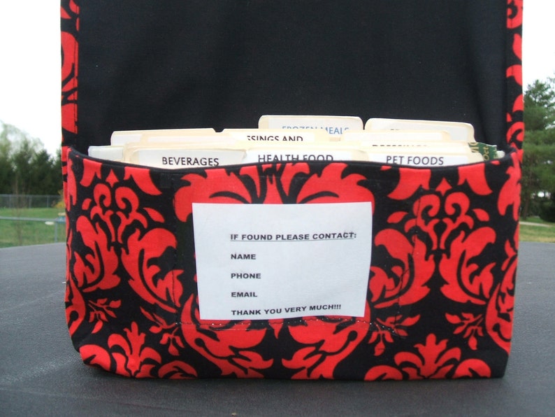 Receipt Holder Red and Black Damask Fabric Coupon Organizer Budget Management Ready to Ship Coupon Purse Coupon Holder