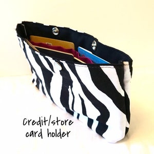 Coupon Purse Organizer Zebra Fabric with Turquoise Lining image 8