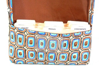 Coupon Organizer Rectangles in Blue and Brown Heavy Duty Fabric