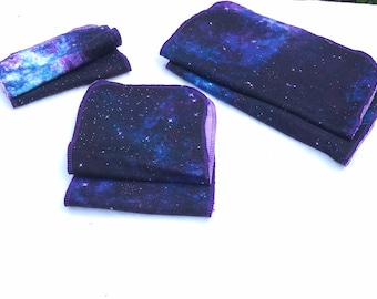 Reusable Paper Towels Assorted Sizes Set of 6 or 12 Galaxy Milky Way