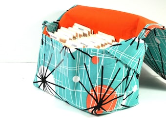 Large Coupon Holder, Coupon Book, Coupon Organizer, Receipt Book, Turquoise Orange Fabric Coupon Storage