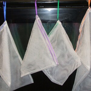 Ready to ship, Set of 4 Produce Bags Poly Mesh Asst Ribbon Colors Super Strong image 1