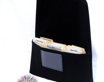 Fabric coupon organizer  and Receipt Holder Black Cotton Twill