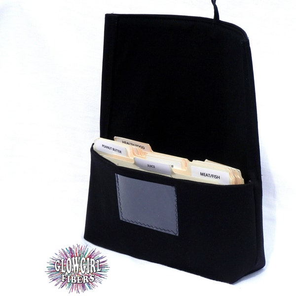 Fabric coupon organizer  and Receipt Holder Black Cotton Twill