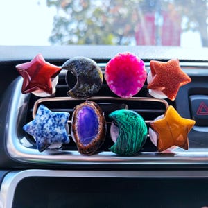 Crystals Moon Star for Car - Crystal Car Accessories - Car Charms - Car Ornament - Car Crystals -Healing  Crystal Gifts for Women - Car Vent