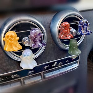 Car crystal car vent clip Crystal Ghost Decor Figurine natural carved crystal car interior decor, Charm car accessories, gifts women