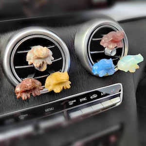 Car crystal car vent clip Frog Crystal Figurine natural carved crystal car interior decor, Charm car accessories, gifts women