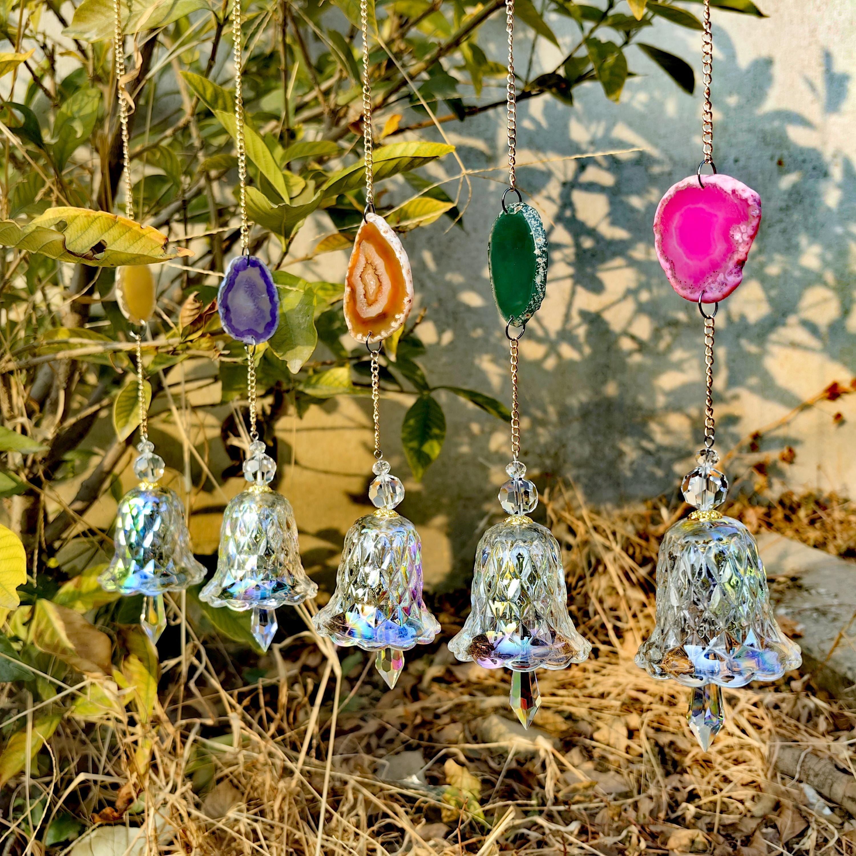 Crystal Suncatcher Sun Catchers Indoor Window Hanging Sun Catchers with Crystals Light Catcher with Prisms and Agate Slices,Bee for Outdoor