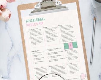 Pickleball Regel Blatt - Printable Instant Download
