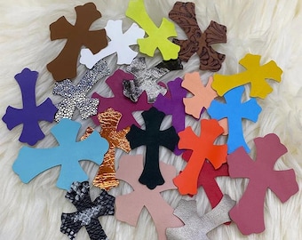 Lambskin Leather Gothic Cross - DIY Craft Pieces in Multiple Colors
