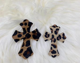 Cowhide Cross Patches *LARGE* or *SMALL* - DIY Craft Pieces in Multiple Colors - Animal Prints
