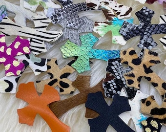 Animal Hair Cross Patches - Gothic Cross Patch - DIY Craft Pieces in Multiple Colors - Animal Prints