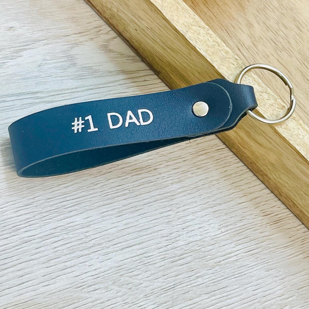 Personalized Leather Dad Keychain, Engraved Father's Day Gift - Etsy