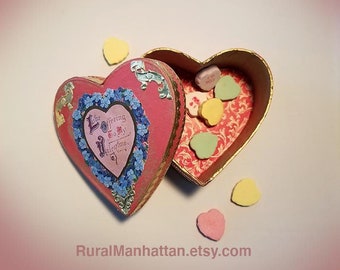 Valentine Heart Candy Box Valentines Day Conversation Heart Candy Container Ornament