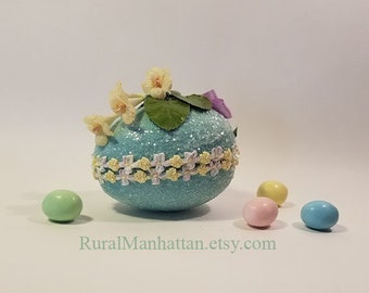 Easter Egg Candy Container Candy Box Bonbon Sugar Egg Honeysuckle Millinery Flowers Treat Box Victorian Easter