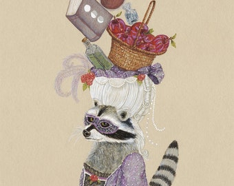 Snow White Poison Apple Raccoon Decor Rococo Fairy Tale Gift Dark Academia Print Evil Queen Dark Magic Sorceress Marie Antoinette Valentine