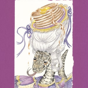 One of a Kind Original Snake Art Pancakes Gift Breakfast Food Decor Gift for Snake Lovers Marie Antoinette Funny Animal Art Breakfast Lovers