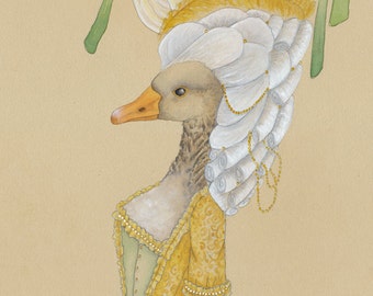 Pretty Bird Cards Letter O Cards French Goose Cards Marie Antoinette Cards Yellow and Gray Baby Shower Onion Gift Geese Invitations Garden