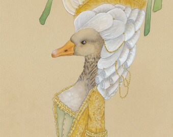 Cartões com passarinhos bonitos, cartões com a letra O, cartões com gansos franceses, cartões inspirados em Maria Antonieta, chá de bebê amarelo e cinza, presente de cebola, convites com gansos para jardim.