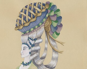 Marie Antoinette Blueberry Pie Cards, Set of 6 Blank Cards with Matching Envelopes
