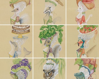 Custom Card Assortment Set of 6 French Alphabet Unique Animal Cards Bird Invitations Pretty Animal Thank You Assorted Cards Marie Antoinette