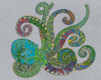 Pintura de polvo, pintura de algas marinhas, aquarela de polvo, aquarela de algas marinhas, presente de polvo, obra de arte de polvo, decoração de polvo, decoração de praia, arte oceânica