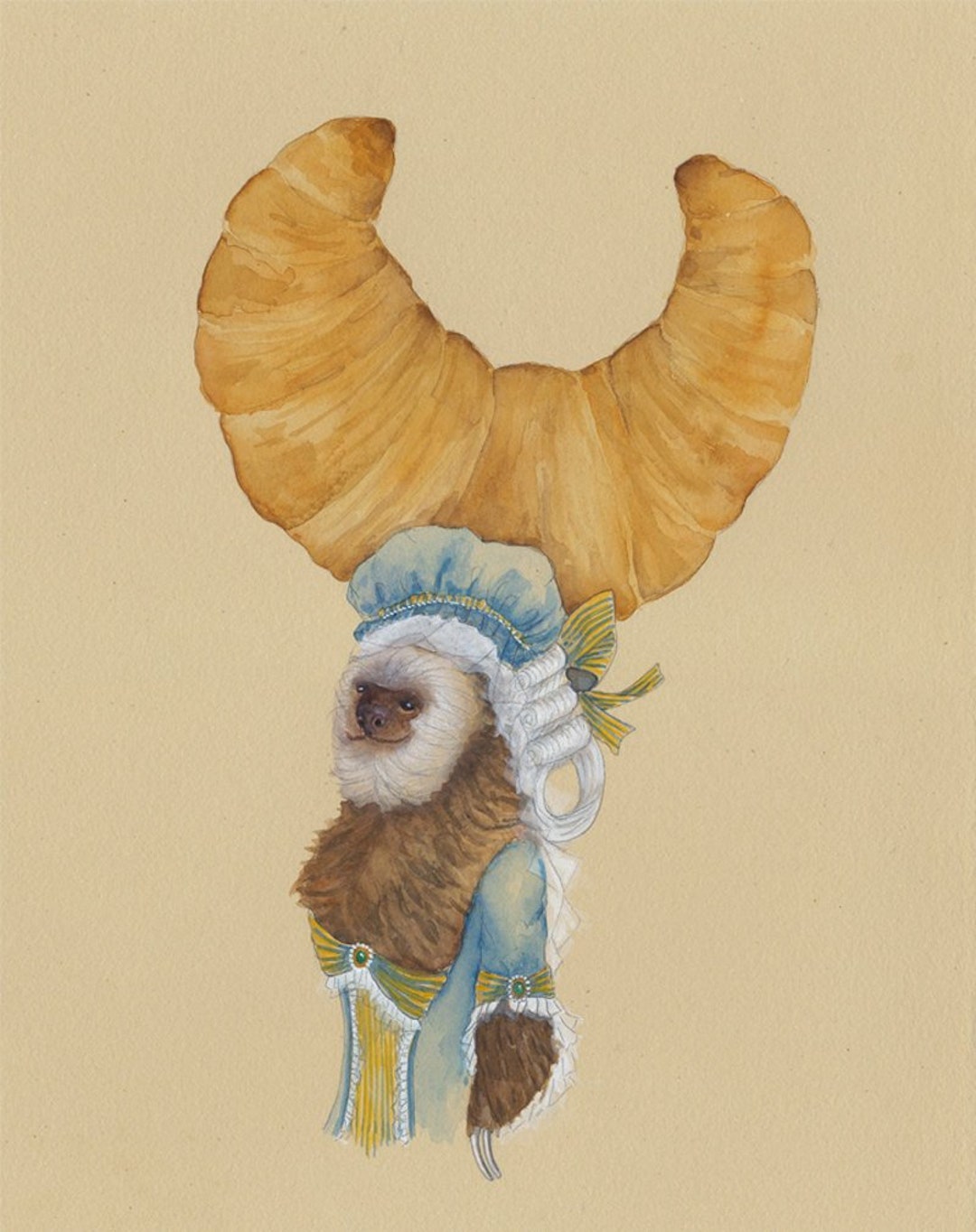 Sloth French Animal Alphabet Letter U Unau Croissant Sloth Croissant