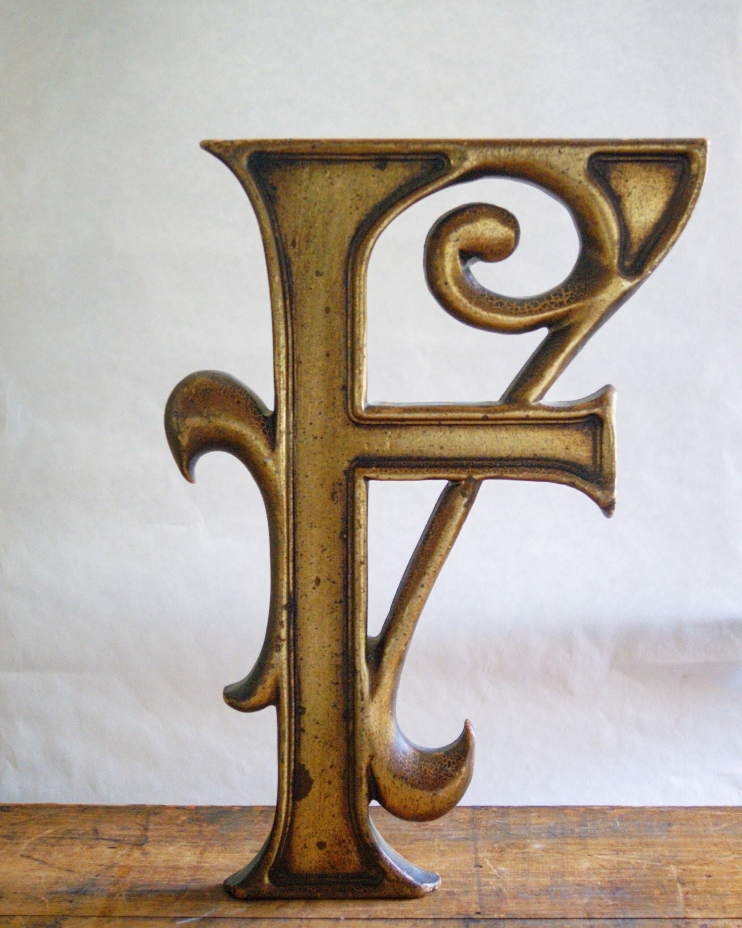 Vintage Letter F Wall Hanging Wooden Sign Signage Initial Art Etsy