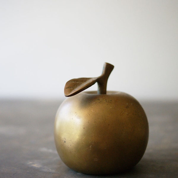 RESERVED Item.....   Vintage Brass Apple for the Teacher, Back to School Gift, Paperweight, Autumn Harvest Fruit