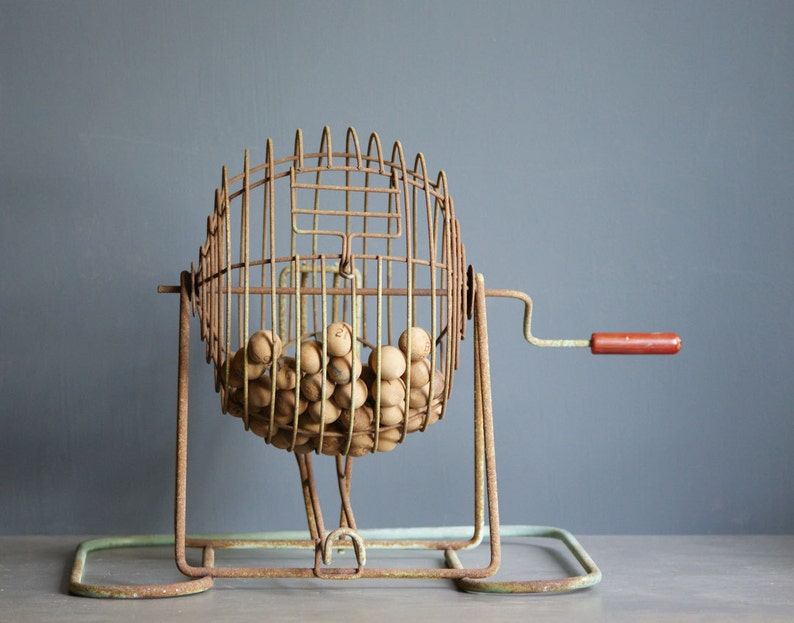 Vintage Bingo Cage and Wooden Balls by Jarco Game Room Etsy