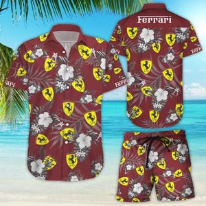 Ferrari Hawaii Shirt Summer Button Up Shirt For Men Beach Wear Shorts Sleeve Hawaii Shirt Hawaiian Shorts Beach Short Sleeve