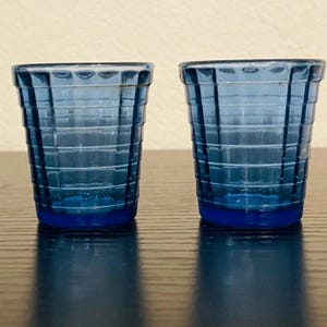 Vintage Akro Agate Blue Glass Children&#39;s Tumblers - Set of 2