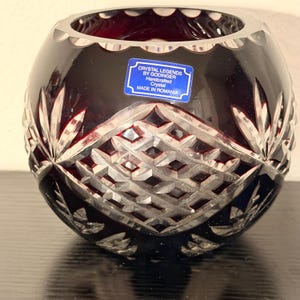 Crystal Legends by Godinger Ruby Red Cut Crystal Round Vase, 4” Tall