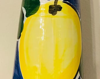 Handpainted Blue and Yellow Limoni, Lemon Pitcher by Bellini Fiu, Made in Italy