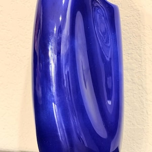 Cobalt Blue Abstract Form Art Pottery Vase, Signed e.b. 1988