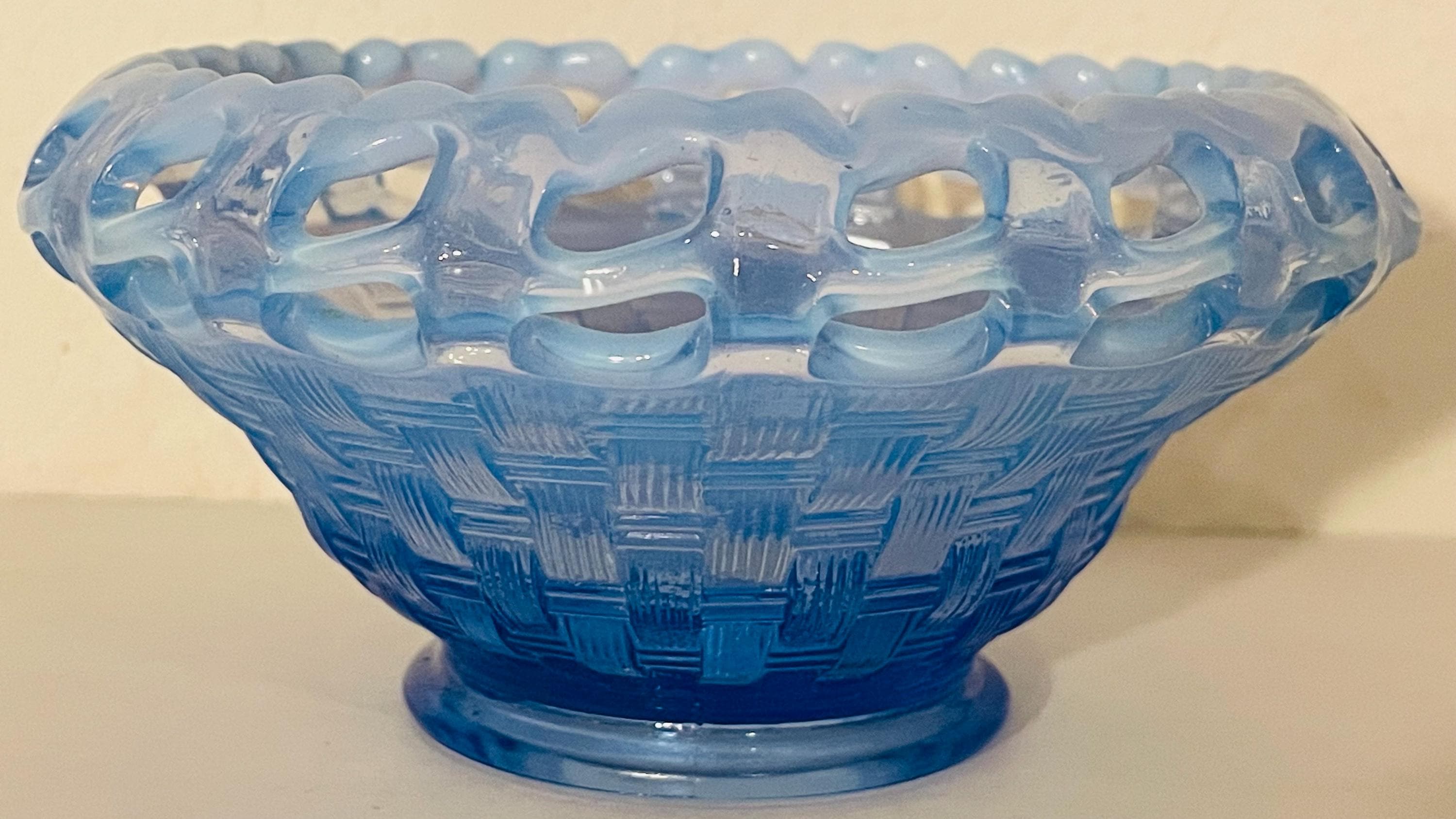 Fenton Blue Basket - Etsy